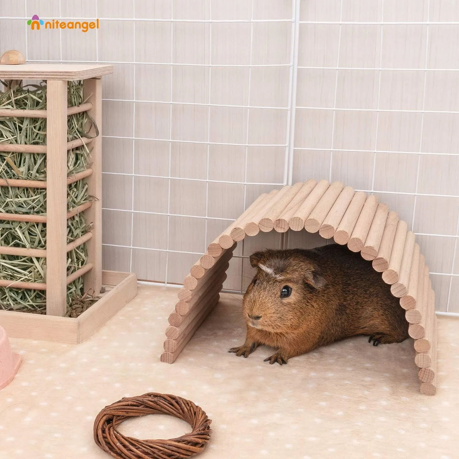 Niteangel Hamster Climbing Ladder Wooden Suspension Bridge for Guinea Pigs Rats Hedgehog Gerbils Mouse Sugar Glider and Other Small Animals (Medium)