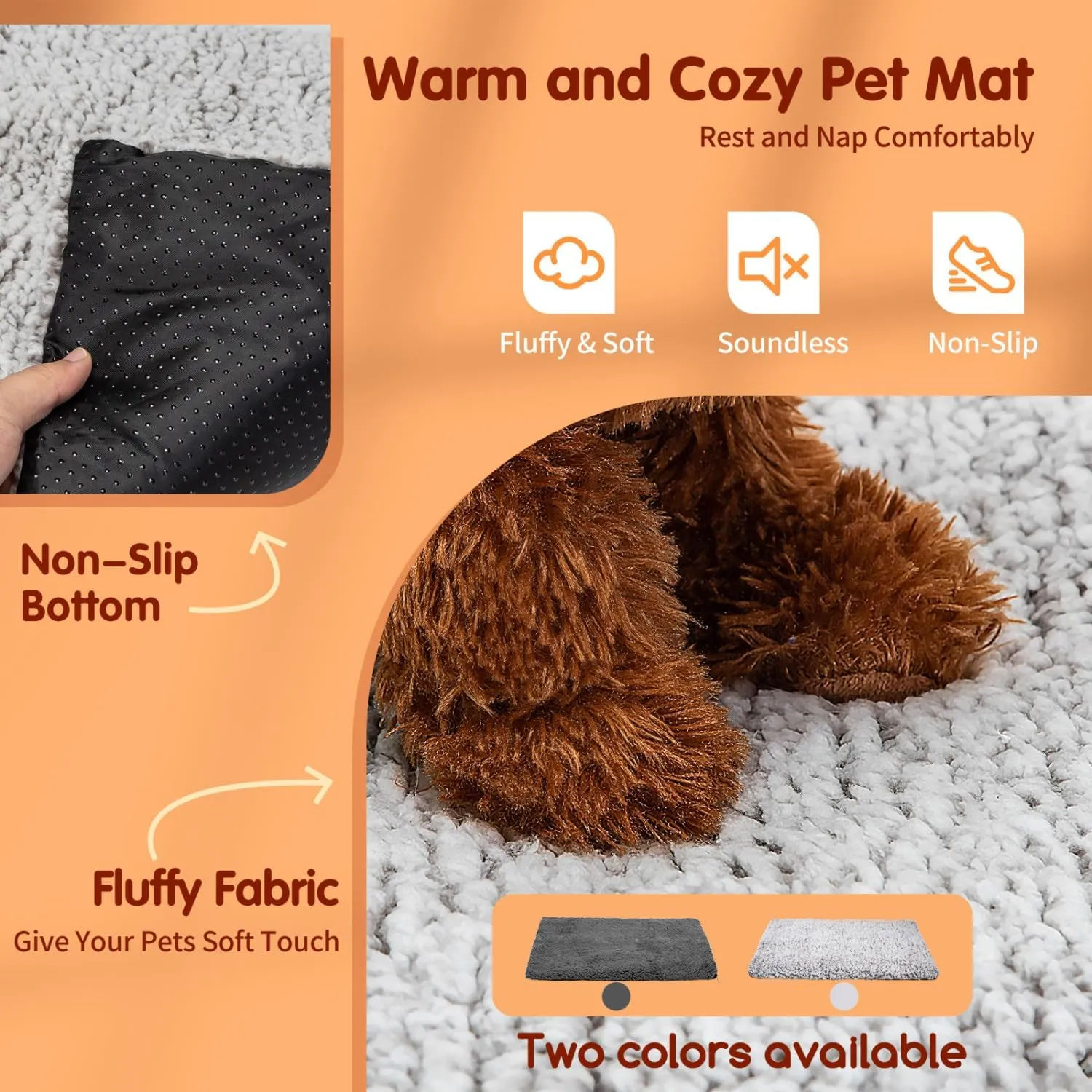 Nobleza Self Heating Cat Bed, Super Soft Thermal Dog Crate Bed Mat for Sleeping, Washable Anti-Slip Self Warming Pet Kennel Pad for Small Medium Cats Dogs Indoor Outdoor (LightGray, M)