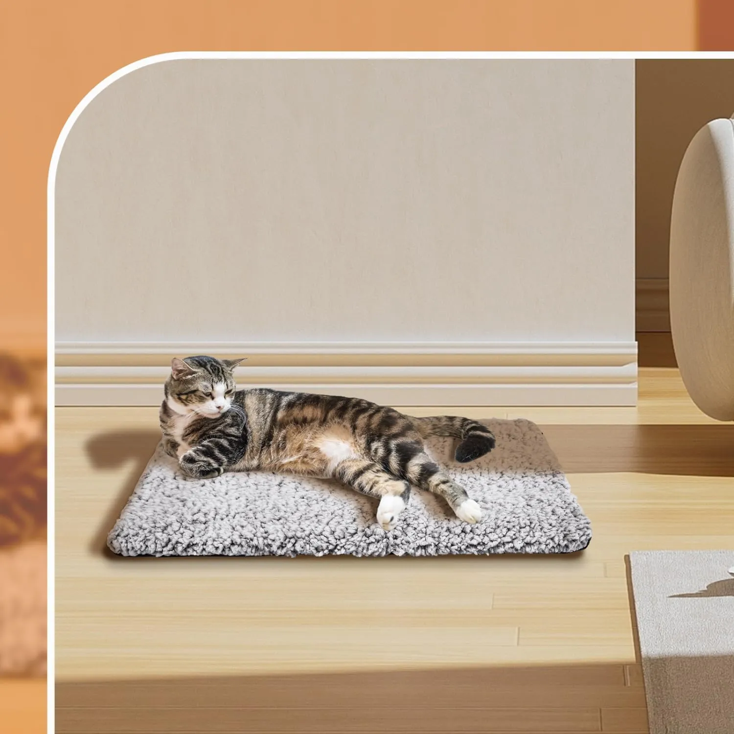 Nobleza Self Heating Cat Bed, Super Soft Thermal Dog Crate Bed Mat for Sleeping, Washable Anti-Slip Self Warming Pet Kennel Pad for Small Medium Cats Dogs Indoor Outdoor (LightGray, M)