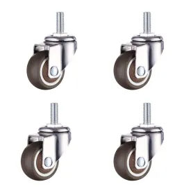 Norgail 1 Inch Small Tiny Shopping Cart Wheel Replacement Swivel Caster Wheels Soft Rubber TPE M6x 15mm Mini Threaded Stem Caster Wheel, 33lb/15kg Load Capacity, Set of 4