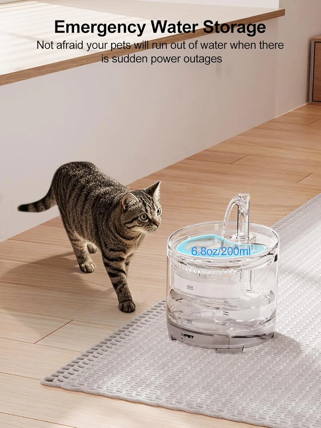 NPET Cat Water Fountain WF050TP 1.5L Automatic Pet Drinking Fountain with Replacement Faucet KitNo Adapter
