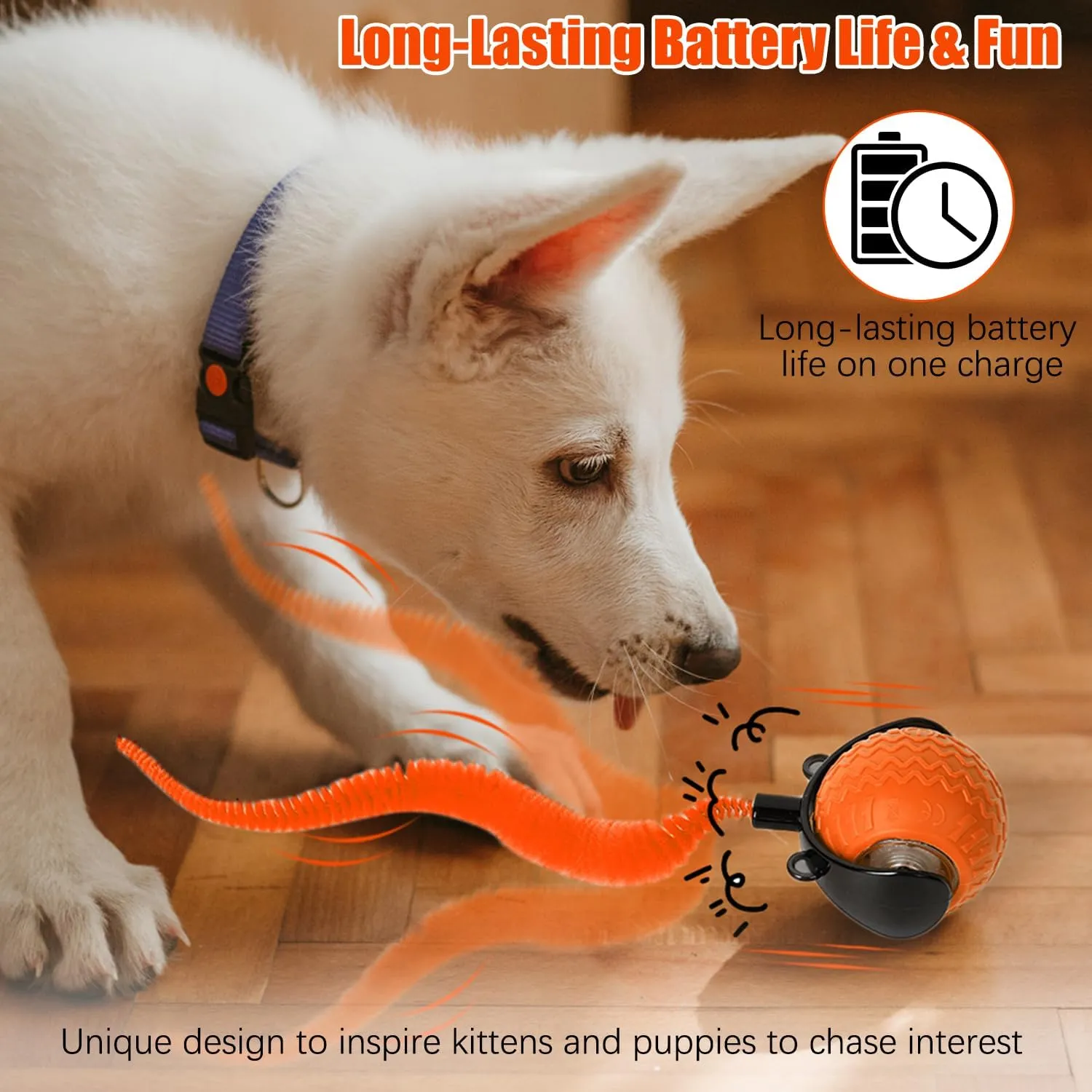 nteractive Cat Ball Toy, Cat Toy Ball with Cord Imitation Mouse, Obstacle Avoidance Smart CatToy Balls, Motion Activated Toys to Keep Them Busy (Orange, 1)