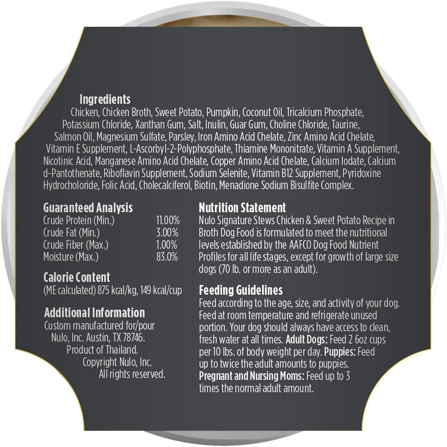 Nulo Signature Stew Chicken & Sweet Potato in Broth Wet Dog Food, 6 Ounce, Pack of 16