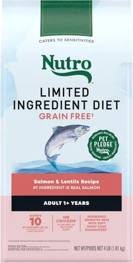 Nutro Limited Ingredient Diet Dry Dog Food, Salmon & Lentils Recipe, 4 lbs.