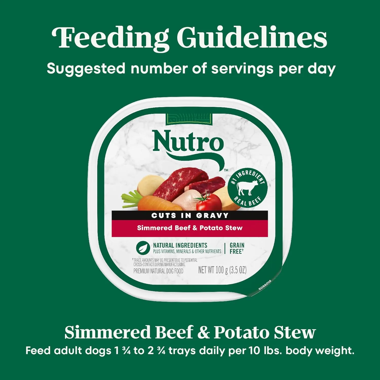 Nutro Natural Choice Cuts in Gravy Adult Wet Dog Food Beef & Potato Recipe, 3.5 oz. Trays (24 Count, Pack of 1)