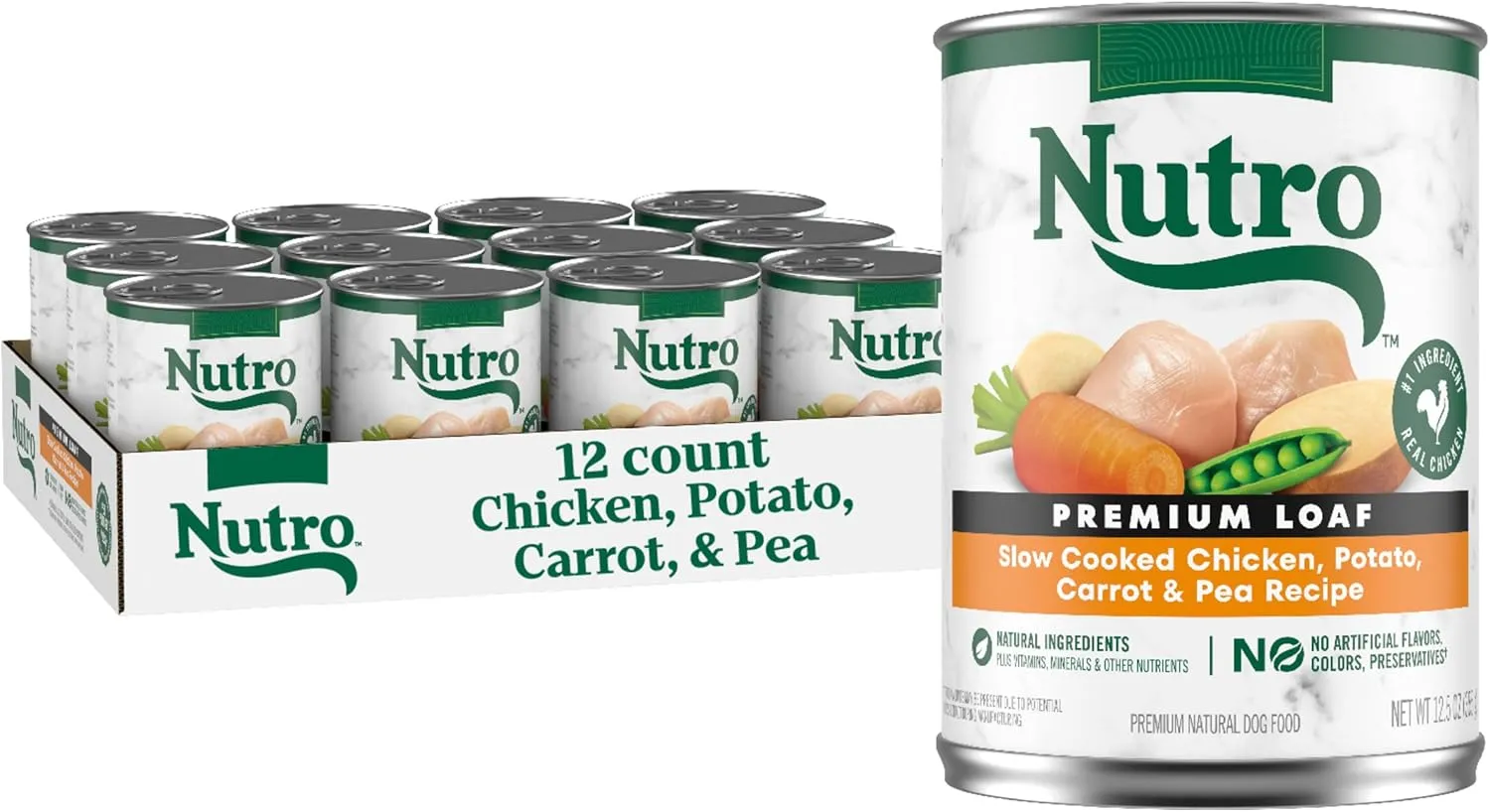 Nutro Natural Choice Premium Loaf Adult Wet Dog Food Chicken Recipe 12.5 oz. Cans (12 Count, Pack of 1)