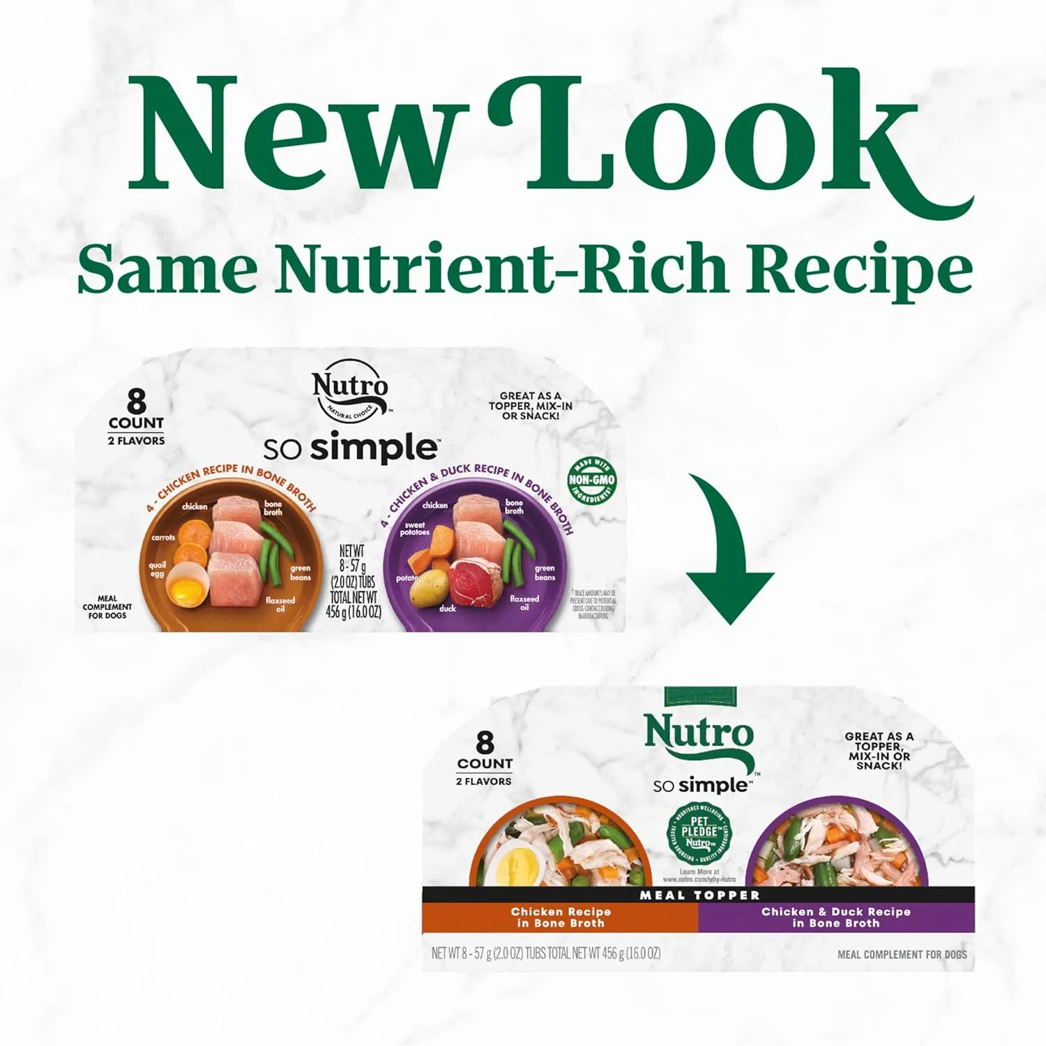 Nutro So Simple Wet Dog Food Chicken and Chicken & Duck Recipes, 2 oz. Trays, Variety Pack (8 Count, Pack of 1)