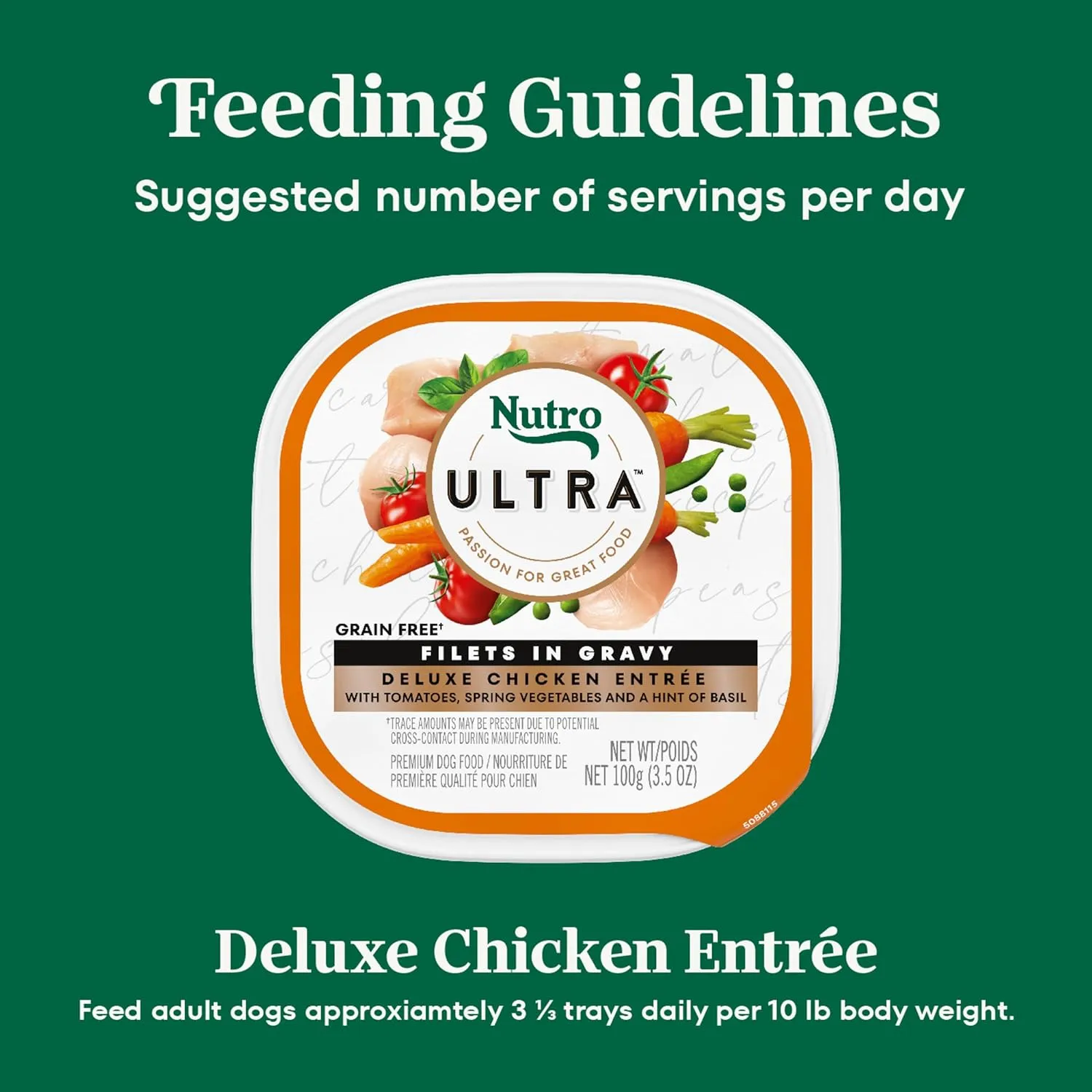 Nutro Ultra Wet Dog Food Grain Free Filets in Gravy Deluxe Chicken Entree, 3.5 oz. Trays (24 Count, Pack of 1)