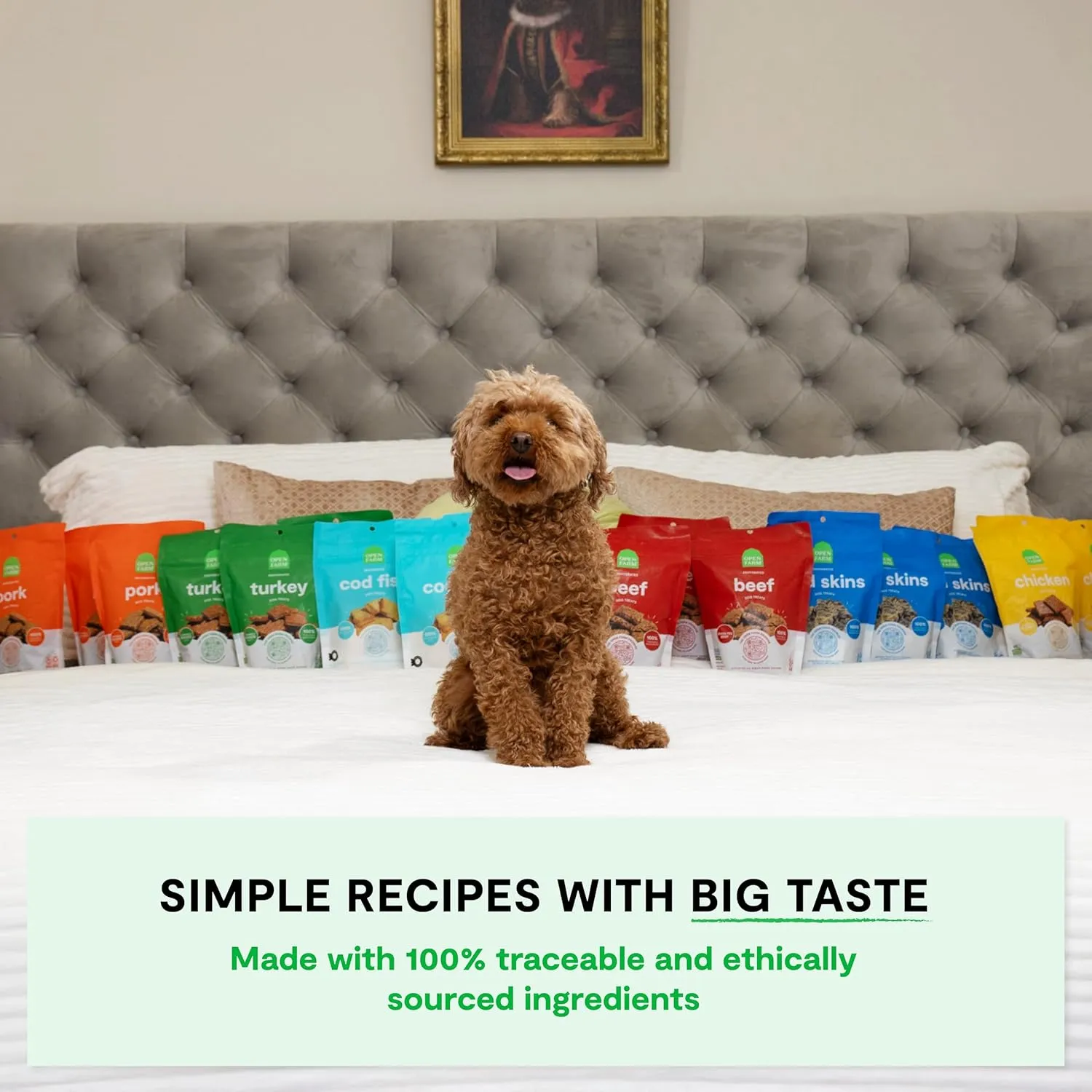 Open Farm, Dehydrated Dog Treats, High Protein & Low Carbohydrate Dog Snacks, Crunchy Texture, Single Ingredient Wild-Caught Cod Fish Recipe, 2.25oz Pouch