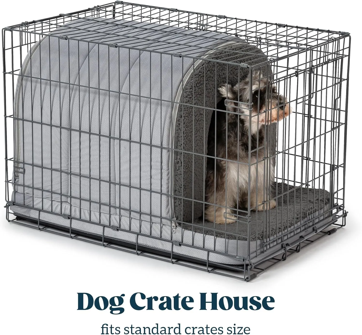 Orthopedic Dog Bed House - Dog House Indoor with Egg-Crate Foam - Tent Bed with Waterproof Lining & Nonskid Bottom, Ideal for Small Breeds & Fits 24-Inch Crate - 23"x16", Charcoal