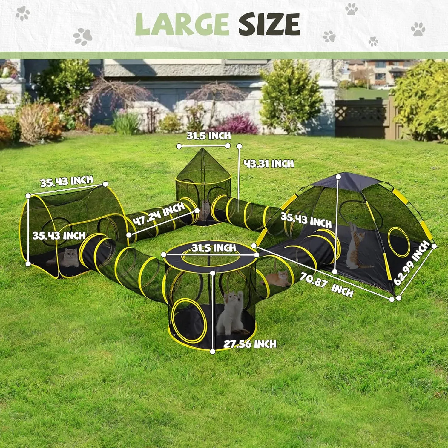 Outdoor Cat Enclosures for Indoor Cats, Outdoor Cat Tent with Tunnel for Multiple Cats, Cat Playpen for Pet Kitty Rabbits Ferrets Puppy and Other Small Animals, (Styles 9)