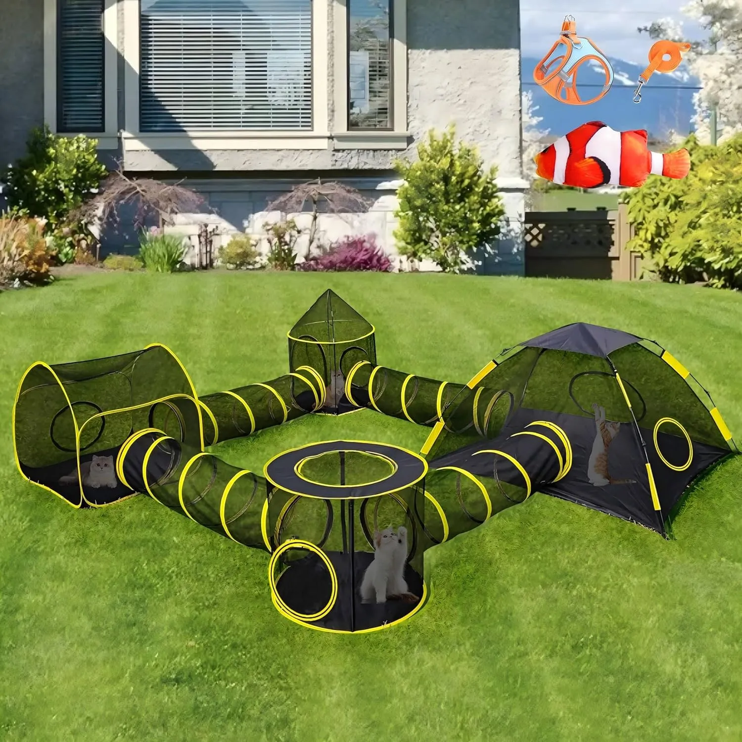 Outdoor Cat Enclosures for Indoor Cats, Outdoor Cat Tent with Tunnel for Multiple Cats, Cat Playpen for Pet Kitty Rabbits Ferrets Puppy and Other Small Animals, (Styles 9)