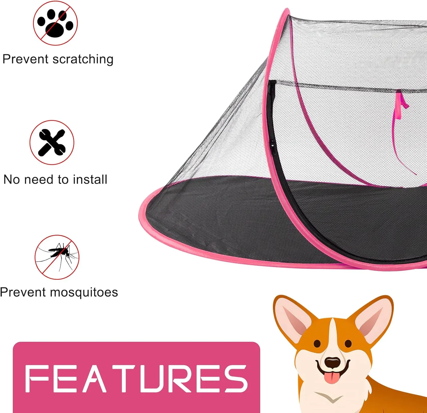 Outdoor Cat Enclosures, Portable Cat Tent for Bearded Dragon, Dogs and Small Animals, Cat Outdoor Tent with Foldable Bag(Rose Red)