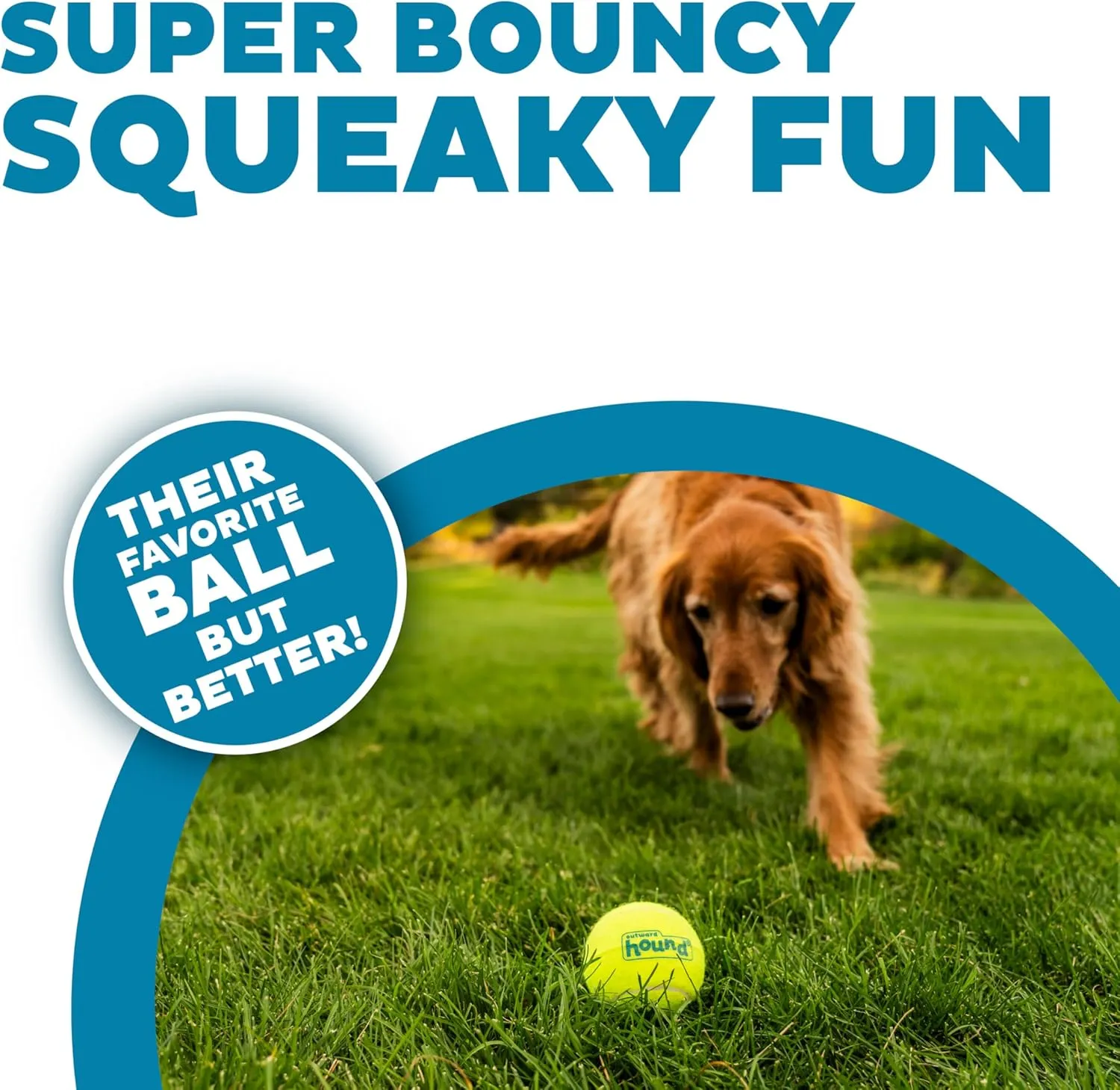 Outward Hound Squeaker Ballz Fetch Dog Toy, Large, 4-Pack for All Breed Sizes