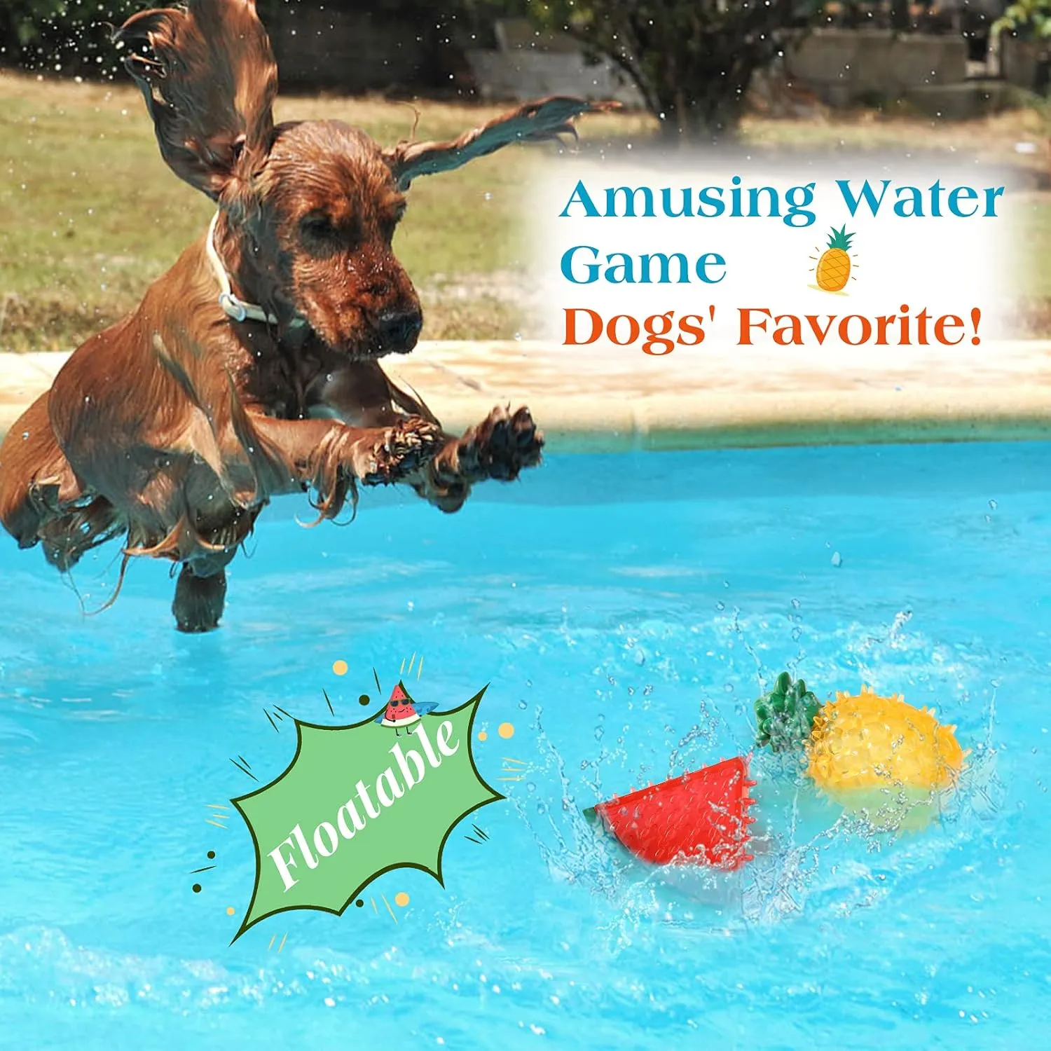 Pawaboo Pet Teether Cooling Chew Toys, Freezable Teething Toy for Puppies, Watermelon and Pineapple Shape Freeze Interactive Toys in Summer, Frozen Dog Treat Training Tools for Small and Medium Dogs