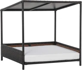 PawHut Wicker Dog House Raised Rattan Puppy Bed Cat Shelter for Indoor Outdoor Garden Patio Pet Sofa with Removable Cushion for Medium Sized Pet Brown