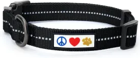 Pawtitas Recycled Dog Collar with Reflective Stitched Puppy Collar Made from Plastic Bottles Collected from Oceans Medium Black Sea