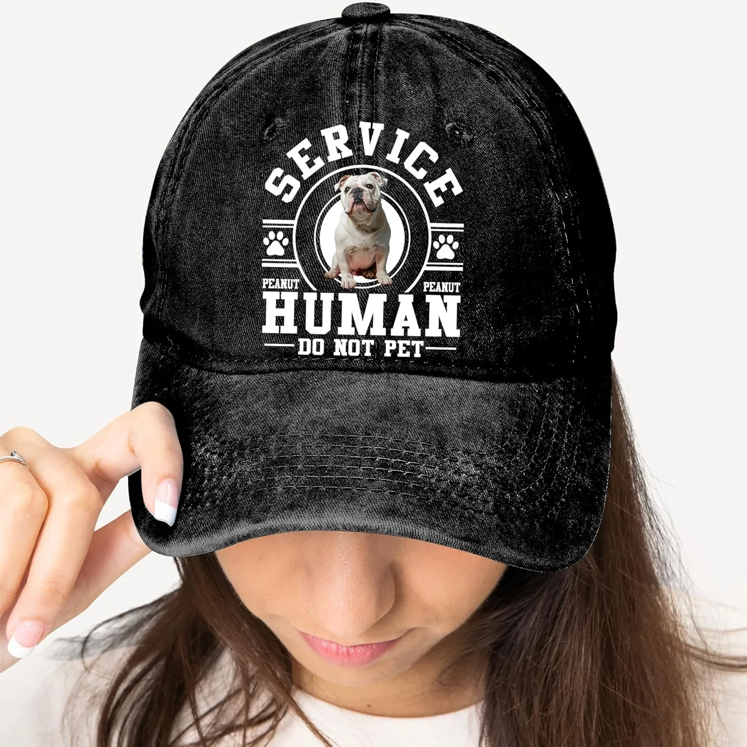 Personalized Vintage Washed Denim Dad Hat, Custom Baseball Cap for Dog Lovers, Fathers Day, for Dad, Papa