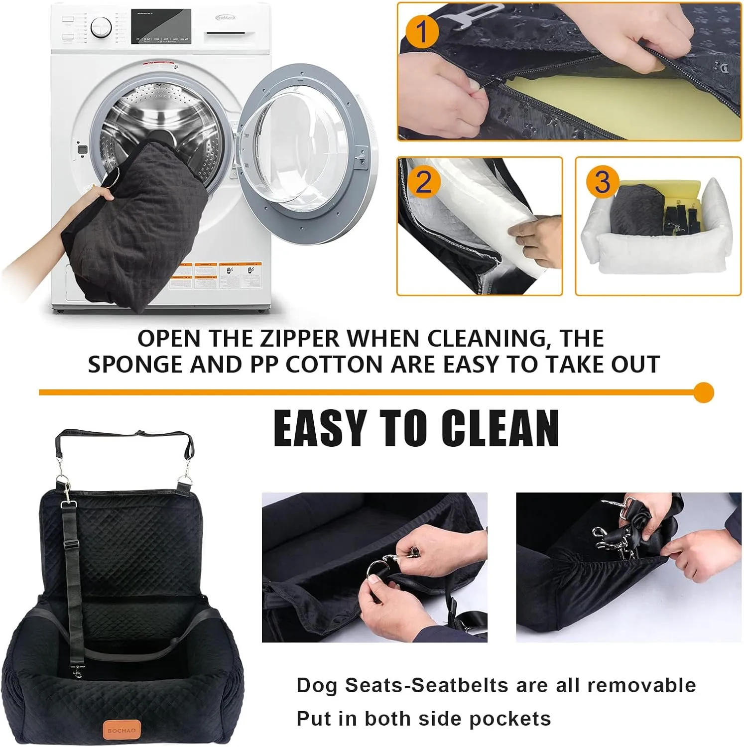 Pet Booster Seat for Medium Small Dogs - Multi-Function Dog Bed & Travel Bed, Comfortable & Safe, Removable & Washable, Fits Cars/Trucks/SUV