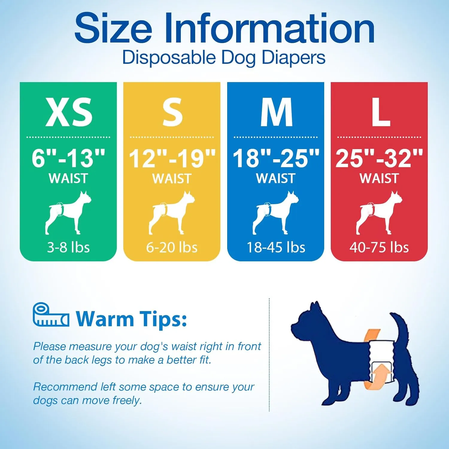 Pet Soft Disposable Male Dog Wraps - Dog Diapers for Male Dogs, Puppy Diapers 24pcs Medium