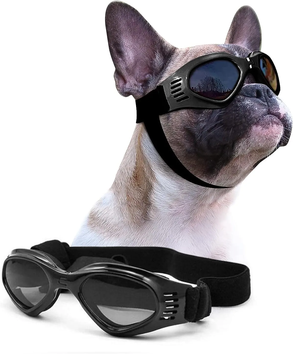 Petleso Dog Goggles Medium Breed, Dog Sunglasses for Medium Dogs Eye Protection Windproof, Black