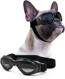 Petleso Dog Goggles Medium Breed, Dog Sunglasses for Medium Dogs Eye Protection Windproof, Black