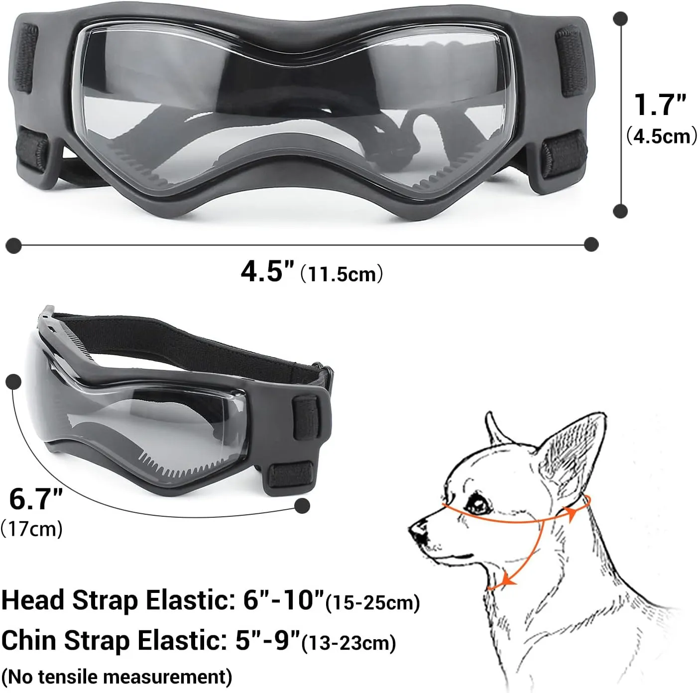 PETLESO Small Breed Dog Goggles, Sunglasses with UV Protection for Outdoor Riding & Driving, Black
