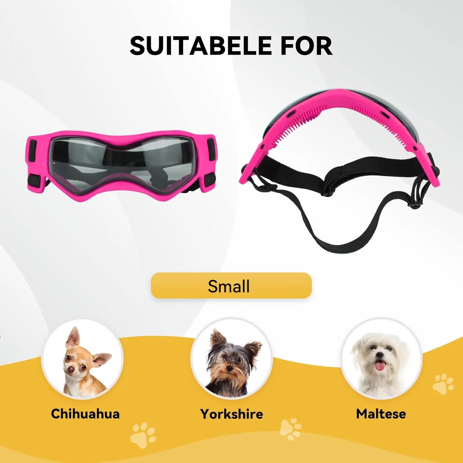 PETLESO Small Breed Dog Goggles, UV Protection Sunglasses for Outdoor Riding, Pink