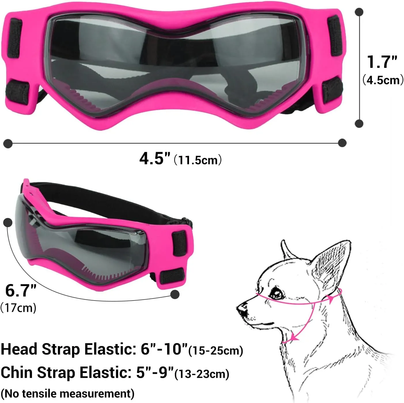 PETLESO Small Breed Dog Goggles, UV Protection Sunglasses for Outdoor Riding, Pink