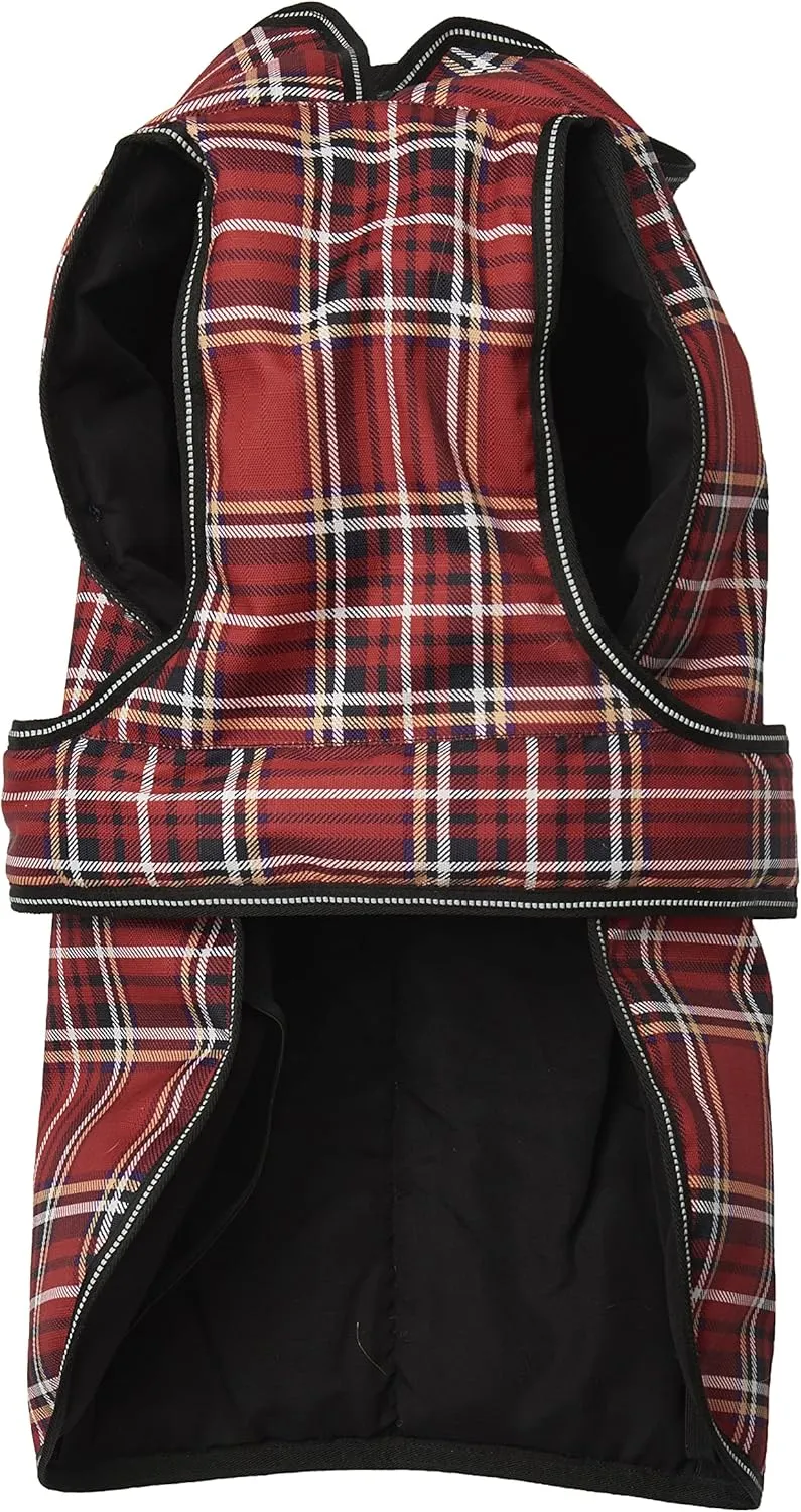 PetRageous 438RPXL Kodiak Heavyweight Waterproof Winter Coat With Full Chest Coverage and Leash Opening for X-Large Dogs, Red Plaid