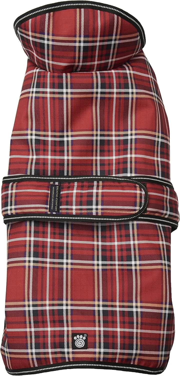 PetRageous 438RPXL Kodiak Heavyweight Waterproof Winter Coat With Full Chest Coverage and Leash Opening for X-Large Dogs, Red Plaid