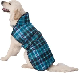 PetRageous 438TXL Kodiak Waterproof Winter Coat With Full Chest Coverage, Leash Opening, 23-Inch Long Heavyweight Jacket for X-Large Dogs, Teal Plaid