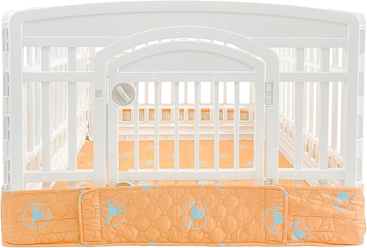 PJYuCien Dog Playpen Bottom Pad Fits for 36 Inch 4 Panels Exercise Pet Pen, Using as a Fence Stabilization and Puppy Pen Mat, Hoop and Loop Design,Orange (Playpen Not Included)