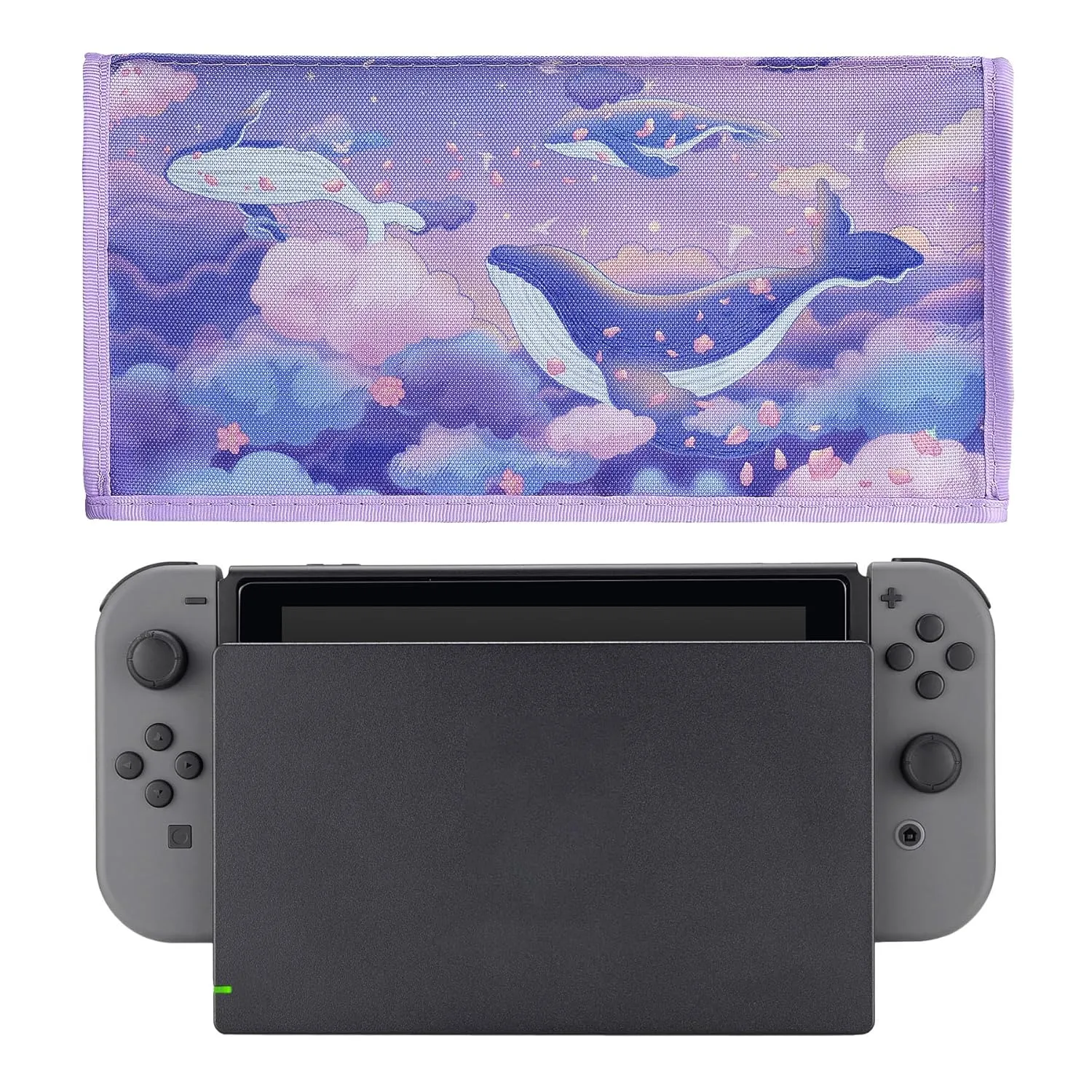 PlayVital Nylon Dust Cover, Soft Neat Lining Dust Guard, Anti Scratch Waterproof Cover Sleeve for Nintendo Switch & Switch OLED Charging Dock - Whale in Dream