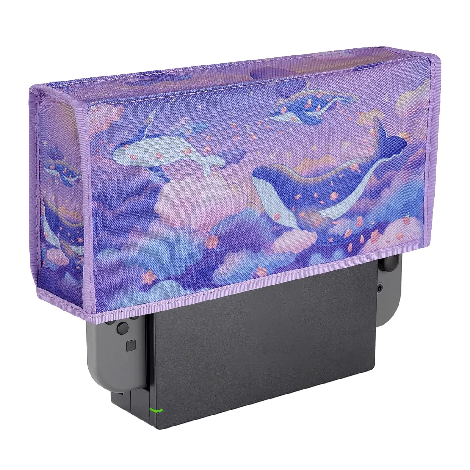 PlayVital Nylon Dust Cover, Soft Neat Lining Dust Guard, Anti Scratch Waterproof Cover Sleeve for Nintendo Switch & Switch OLED Charging Dock - Whale in Dream
