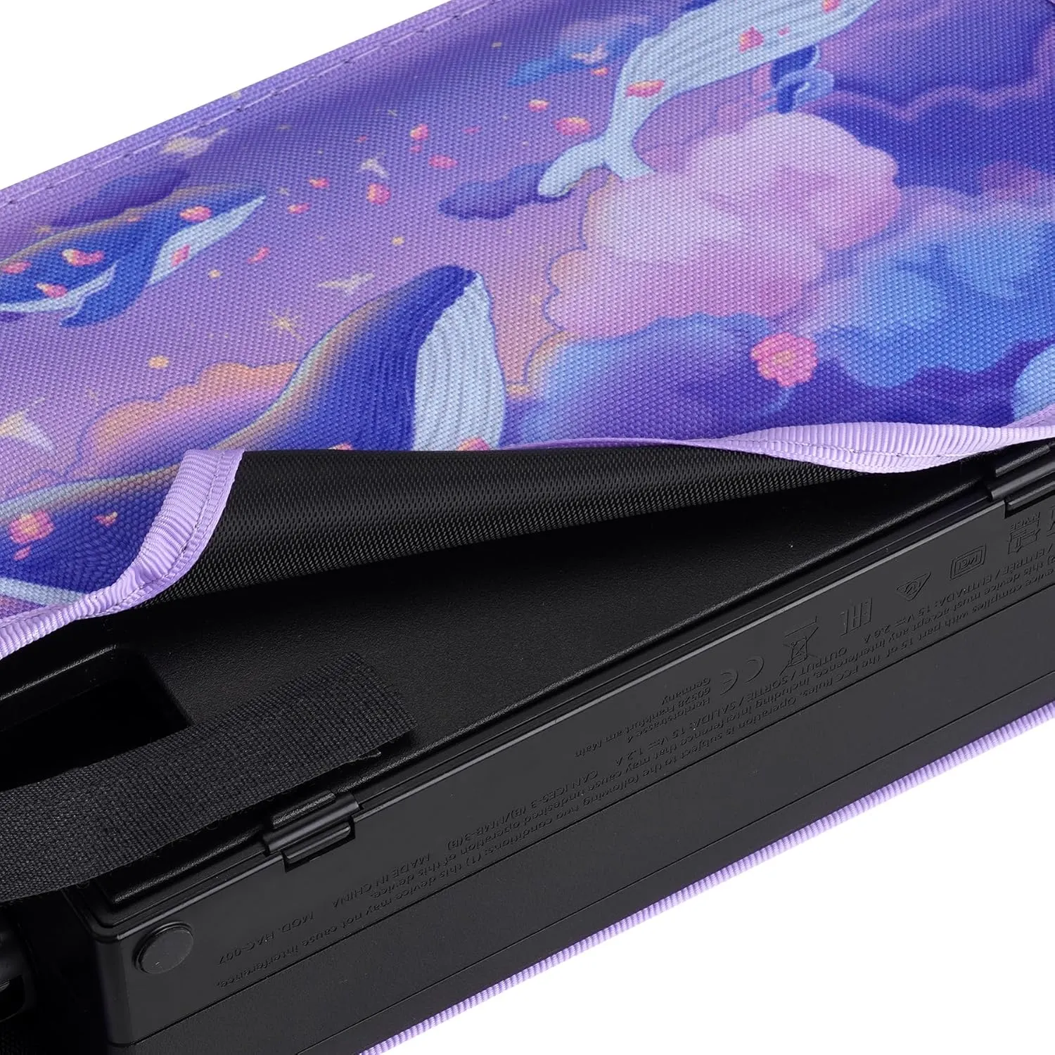 PlayVital Nylon Dust Cover, Soft Neat Lining Dust Guard, Anti Scratch Waterproof Cover Sleeve for Nintendo Switch & Switch OLED Charging Dock - Whale in Dream