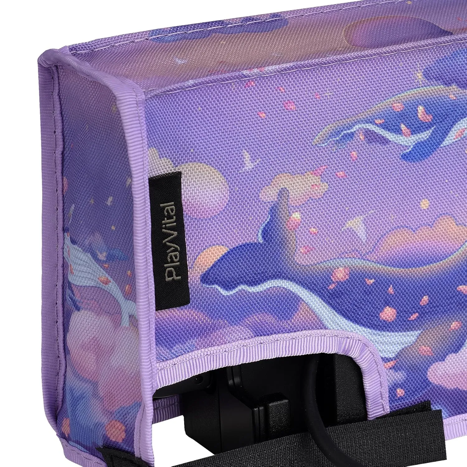 PlayVital Nylon Dust Cover, Soft Neat Lining Dust Guard, Anti Scratch Waterproof Cover Sleeve for Nintendo Switch & Switch OLED Charging Dock - Whale in Dream