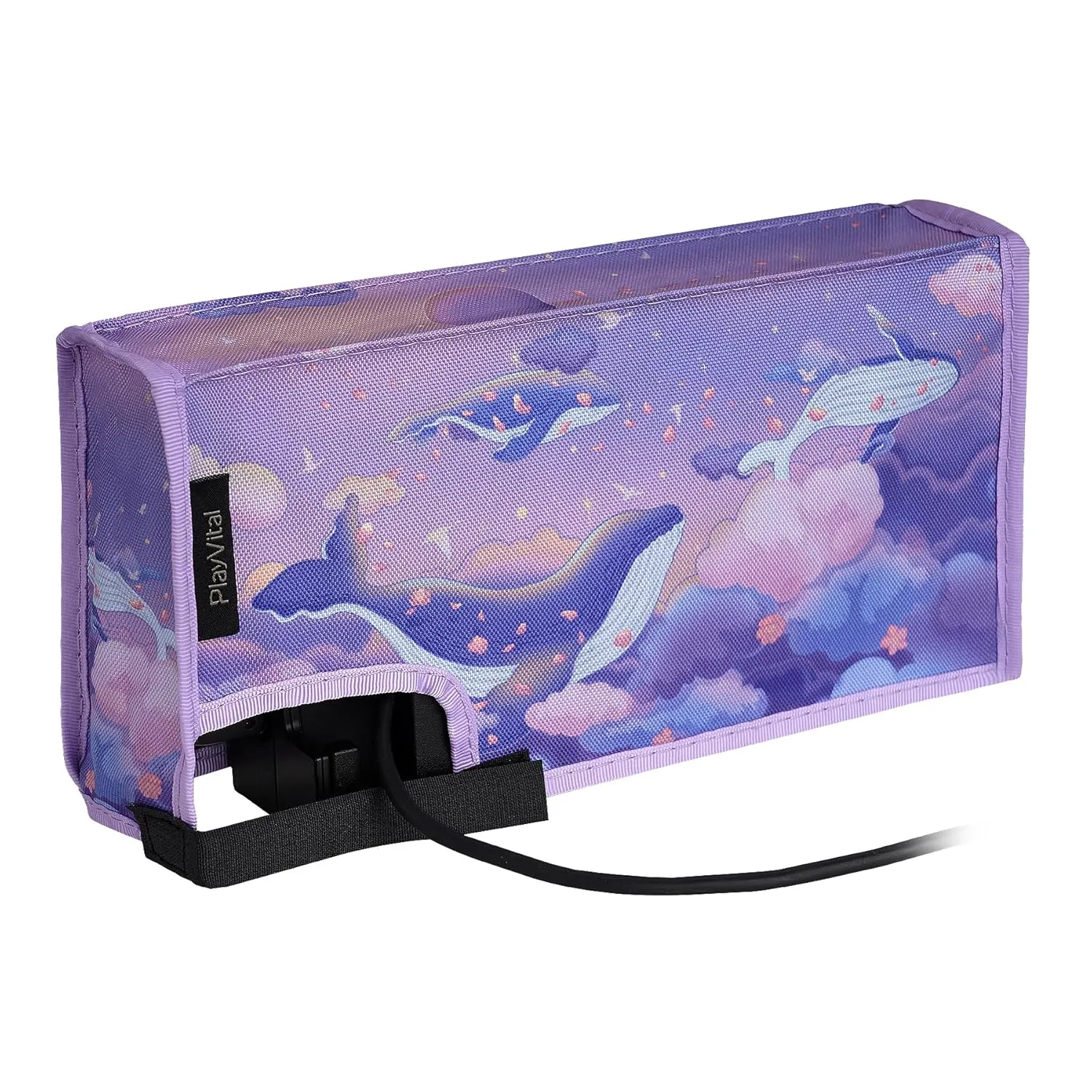 PlayVital Nylon Dust Cover, Soft Neat Lining Dust Guard, Anti Scratch Waterproof Cover Sleeve for Nintendo Switch & Switch OLED Charging Dock - Whale in Dream