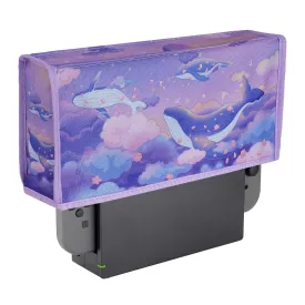 PlayVital Nylon Dust Cover, Soft Neat Lining Dust Guard, Anti Scratch Waterproof Cover Sleeve for Nintendo Switch & Switch OLED Charging Dock - Whale in Dream