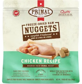 Primal Freeze Dried Dog Food Nuggets, Chicken; Complete Balanced Meal, Topper or Treat; Premium, Healthy, Grain Free, High Protein Raw Dog Food, 14 oz