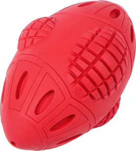 PrimePets Dog Toys for Aggressive Chewers, Tough Rubber Chew Toy for Large Medium Dogs, Red, Squeaky Dog Football for Interactive Fetching, Teeth Cleaning