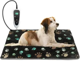 Puppy Heating Pad 28x18 in Pet Heating Pad for DogsWaterproof Outer Skin and Smart Thermostat Switch, Adjustable Heated Cat Bed, Adding Wire Rope Wires Cat Warming Pad With Plush Fabric Cover