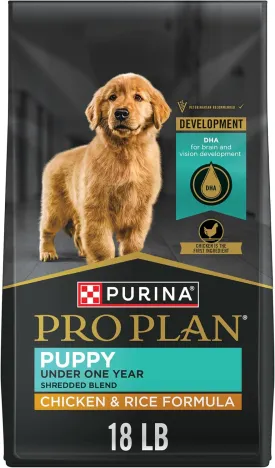 Purina Pro Plan High Protein Puppy Food Shredded Blend Chicken & Rice Formula - 18 lb. Bag