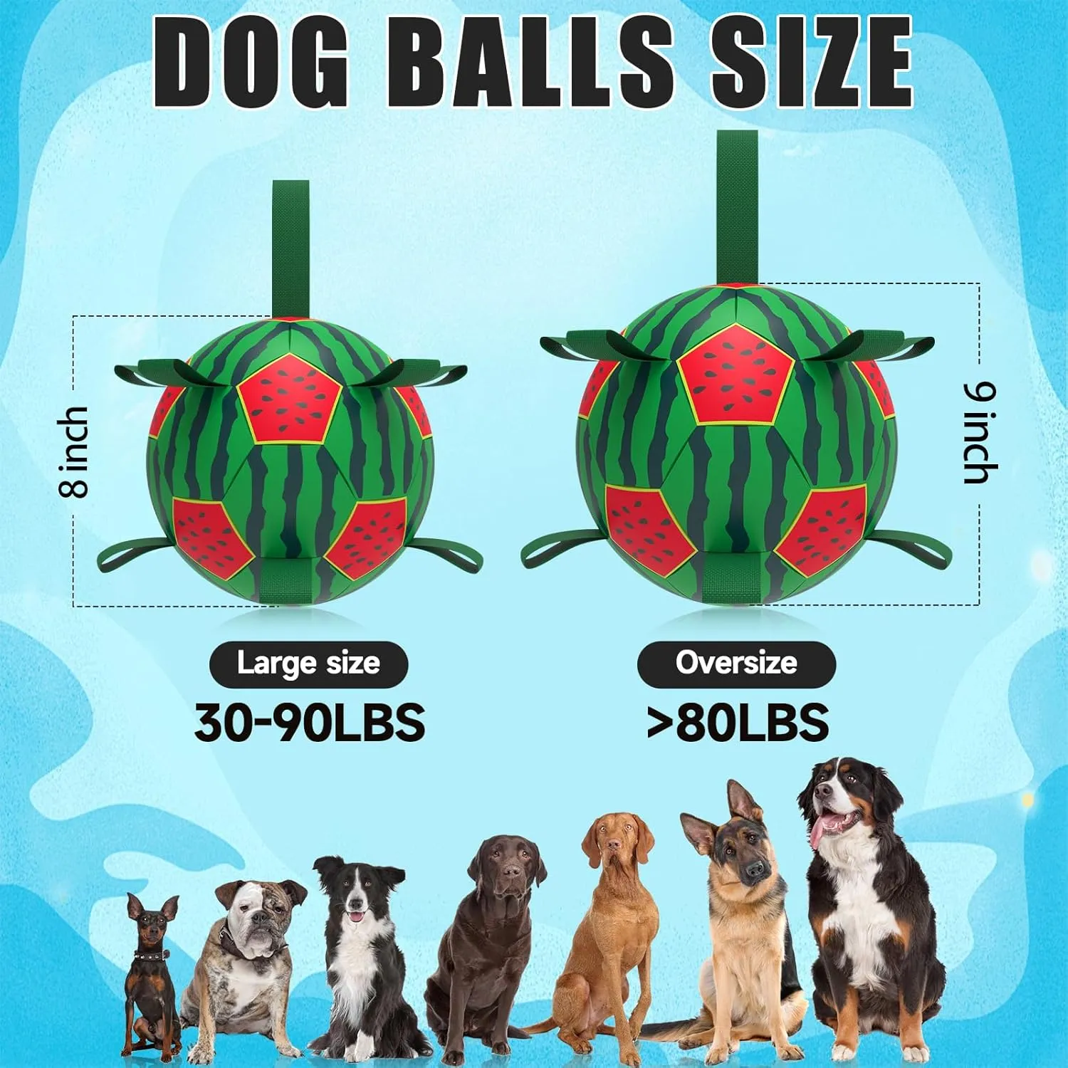 QDAN Dog Water Toys, Waterproof Dog Pool Toys, Watermelon Ball Swimming Beach Balls for Summer Outdoor Games (8 inch)