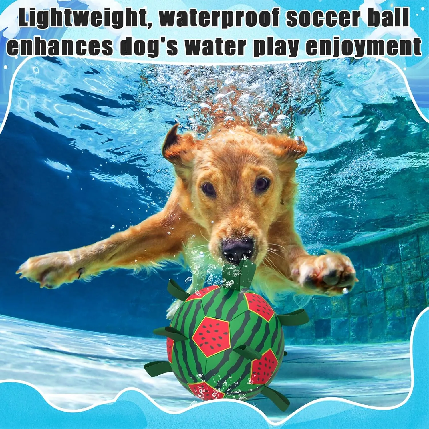 QDAN Dog Water Toys, Waterproof Dog Pool Toys, Watermelon Ball Swimming Beach Balls for Summer Outdoor Games (8 inch)