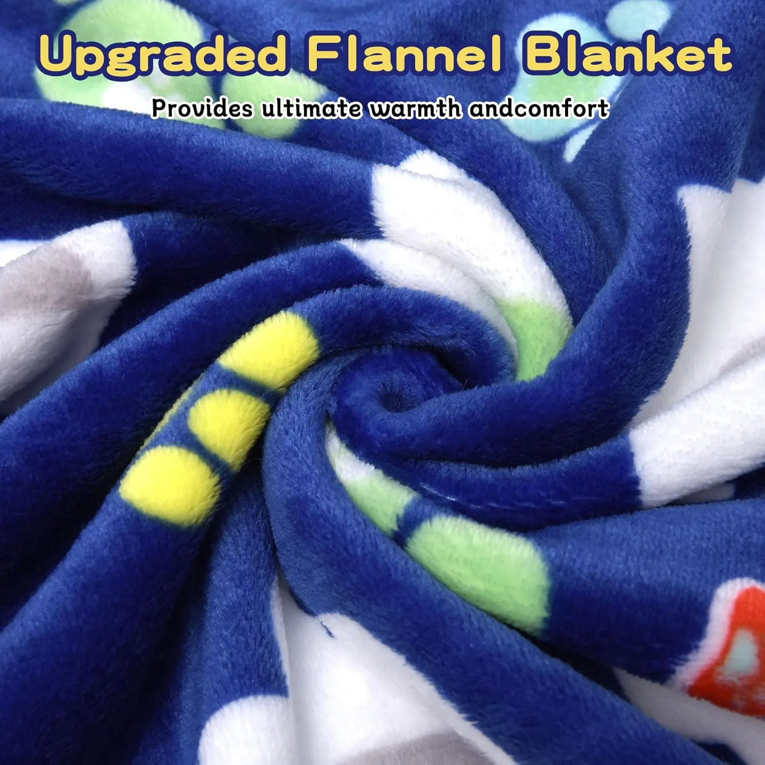 Rezutan Dog Blankets for Large Blanket Medium Blanket Dog Cat Soft Fuzzy Blankets Washable,Blue Elephant Pattern and Paw Prints, Polyester, Breathable, Fade Resistant, Lightweight,41 x 31 inch,Blue