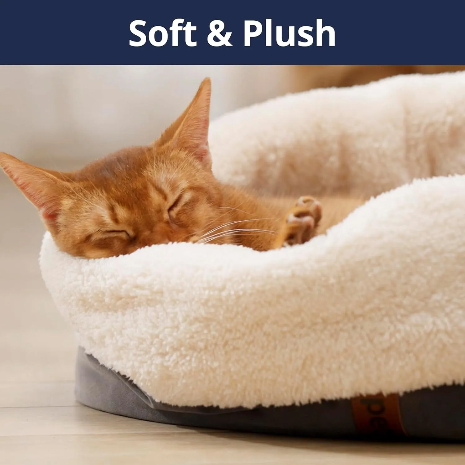 Self Warming Cat Bed, 17.7" x 13.7" Anti-Slip Soft Round Thermal Pet Cushion Bed for Kittens, Cats, Puppies and Small Dogs, Gray