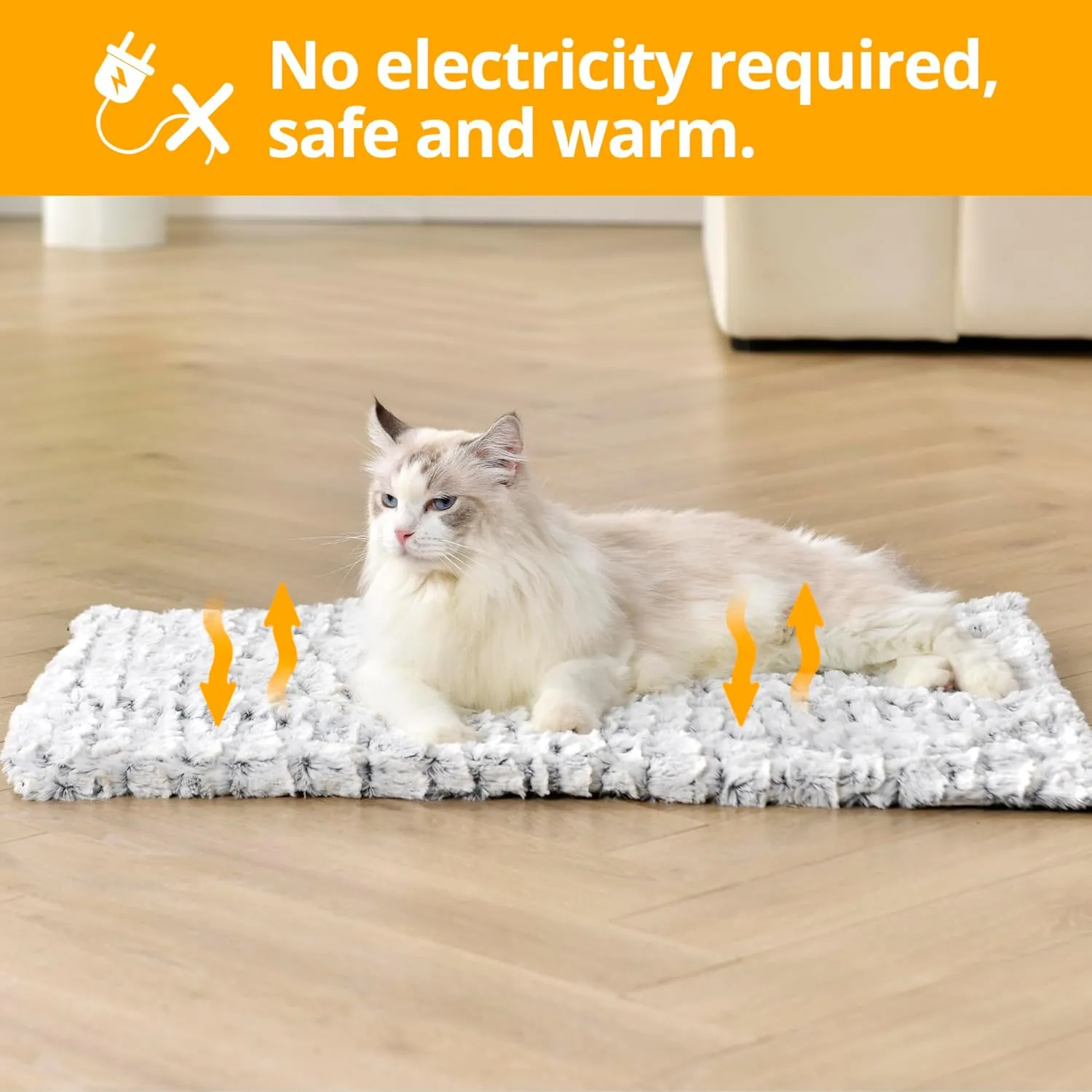 Self Warming Cat Bed, 30" x 20" Ultra Soft Cat Dog Pet Heating Pad for Indoor Outdoor, Non-Slip Heated Dog Mat Thermal Blanket