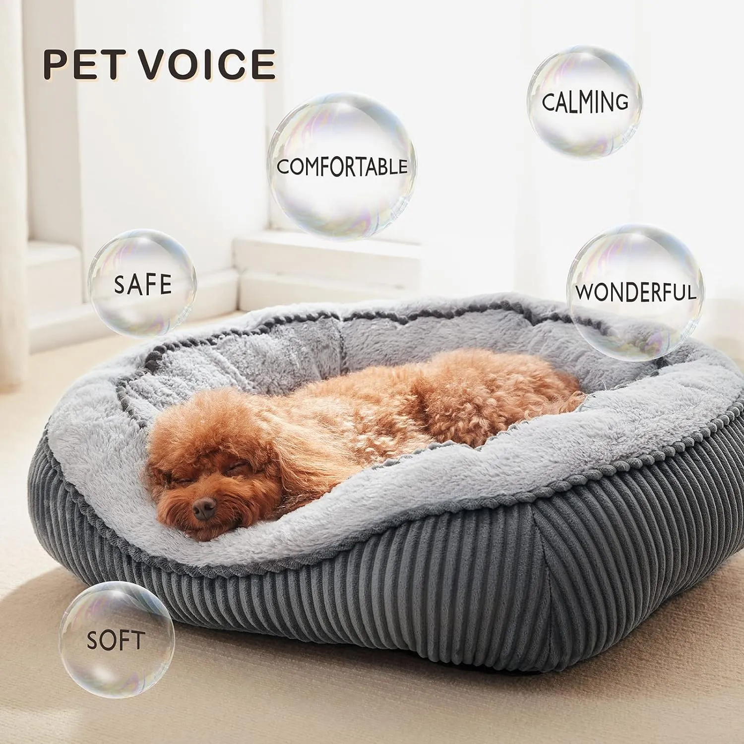 SIWA MARY Dog Beds for Small Medium Large Dogs & Cats. Washable Pet Bed, Orthopedic Dog Sofa Bed, Luxury Wide Side Fancy Design, Soft Calming Sleeping Warming Puppy Bed, Anti-Slip Bottom
