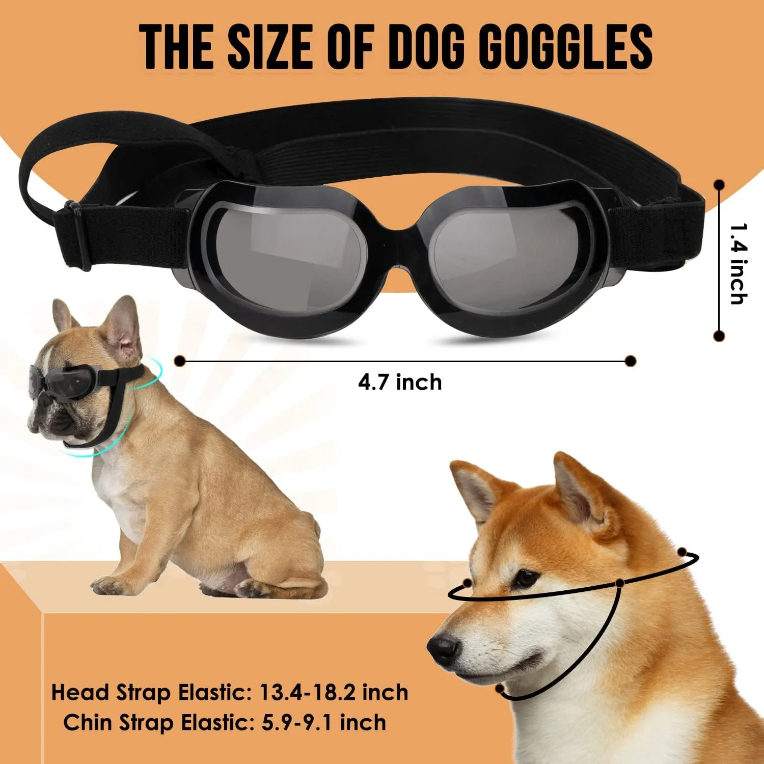 SlowTon Dog Helmet and Goggles - UV Protection Doggy Sunglasses Dog Glasses Pet Motorcycle Helmet Hat with Ear Holes Adjustable Belt Safety Hat for Small Medium Large Dogs Puppy Riding (Black, S)
